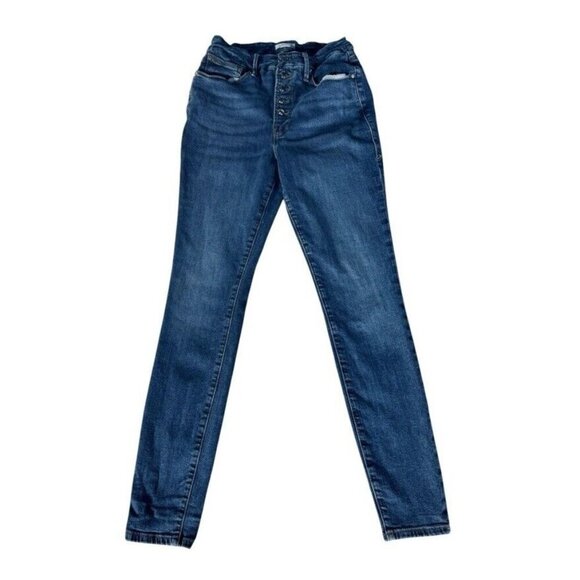 Good American Good Waist Button Front Slim Fit Skinny Jeans Woman's Sz 6 / 28 - Picture 1 of 14